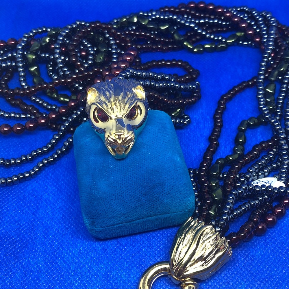 ♥️🦁💚💙💜 Lion head beaded necklace